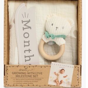 Baby Months Decorated Number Blanket  Growing with Love Milestone Set Dream gro